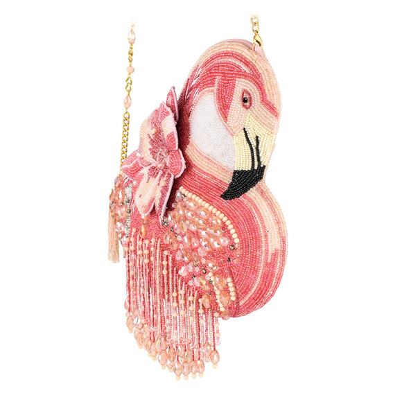 Mary Frances A Leg To Stand On Pink Flamingo Beaded Crossbody Handbag - Picture 3 of 7